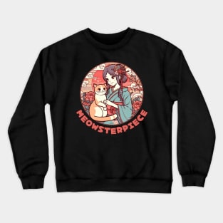 Japanese cat Vintage Kimono girl Crewneck Sweatshirt